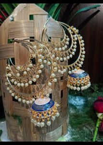 Long Chand Bali Jhumka Earrings