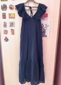 Ritu Kumar Navy Blue Ruffled Midi Dress