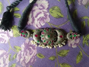 Exquisite Oxidized Silver Necklace with Kemp Stone