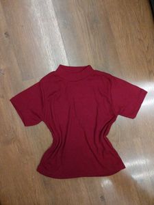 Maroon Mock Neck T-Shirt