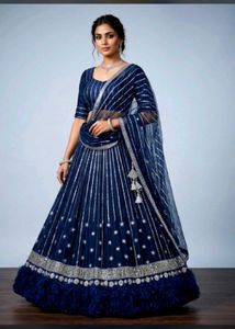 Stunning Navy Blue siqvens Lehenga Choli