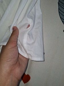 White Smocked Button-Up Blouse