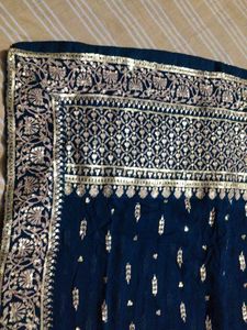 Elegant Teal duppta with Gold Embroidery