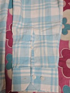 Men's Blue &amp; White Plaid Shirt