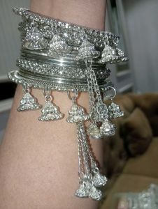 Silver Oxidised Metal Bangles One Set