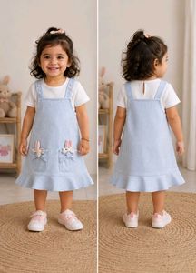 Adorable Bunny Overalls Dress Set