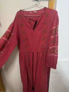 Boho Embroidered Red Kurta