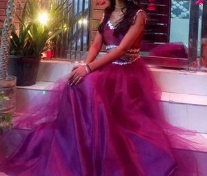 Stunning Purple Tulle lehnga