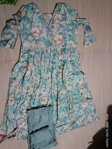 Blue Floral Print Kurta Set