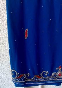 Royal Blue Embellished Saree