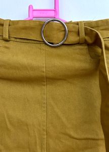 Denim Straight Fit Mustard Skirt | Size 26