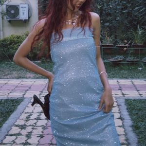 Savana Light Blue Shimmer Tube Dress