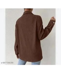 Brown Textured Button-Down Shirt