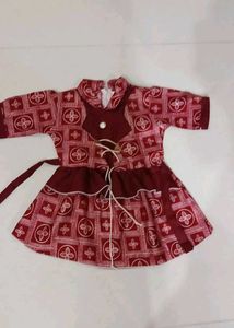 Maroon & White Printed Frock