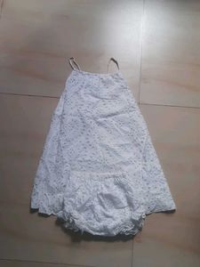 Adorable White Eyelet Dress &amp; Bloomers Set
