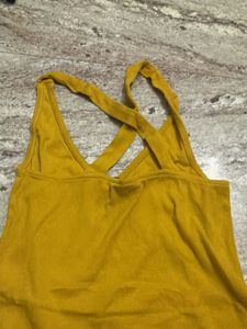 Mustard Yellow Criss-Cross Back Dress