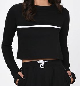 Black Crop Top with White Stripe