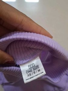 Purple Ribbed Mock Neck Sleeveless Top