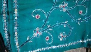 Stunning Teal Embroidered Saree
