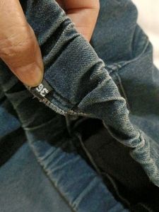 Blue Denim Cargo Joggers