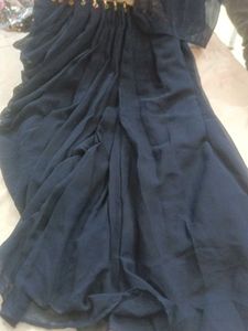 Embellished Navy Blue Lehenga Choli saree style