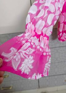 Pink Floral full Puff Sleeve Top