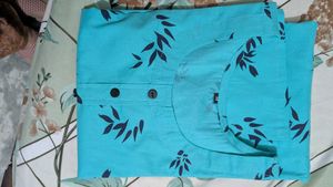 Stylish Blue Leaf Print Kurta/unsused