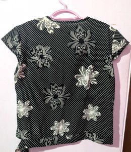 Chic Striped Floral Wrap Top