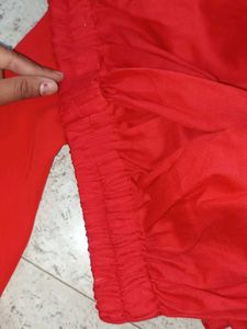 Red Embroidered Kurta with Pants