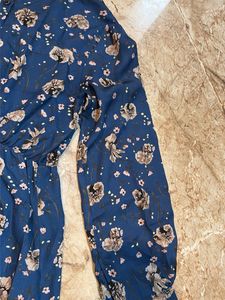 Blue Floral Print Midi Dress