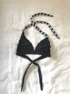 Navy Striped Bikini Top