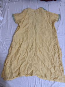 Elegant Yellow Kurta with Blue Embroidery
