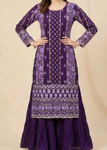 Brinjal colour kurta set