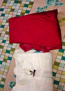 White long gown with Red skirt