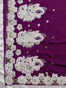 Elegant Embellished Purple Y2K Saree