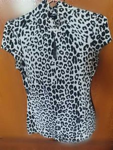 Leopard Print Mock Neck Top