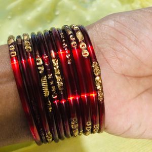 💫Glossy Finished Set of 21 Glass Bangles 💫