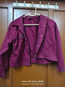 Stylish Maroon Denim Jacket