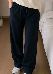 Navy Blue Wide Leg Sweatpants
