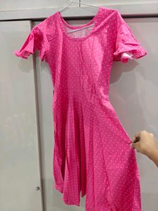 Pink Polka Dot Midi Dress