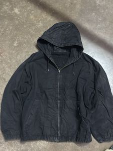 Black Hooded bomber Zip-Up Jacket