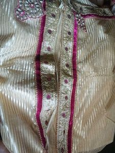 Embroidered Saree with Pearl Embellishments