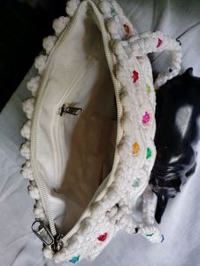 Handmade Off-white Macrame Bag with Beads