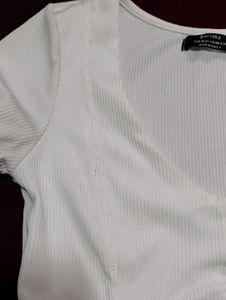 Bershka White Long Sleeve Top (Made in Turkey)
