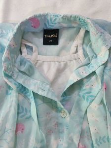 Charming Blue Floral Bell Sleeve Blouse