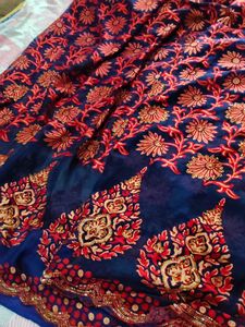 Exquisite Navy Blue Embroidered Saree