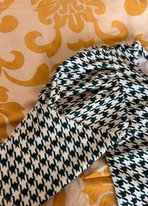 Houndstooth Puff Sleeve Mini Dress