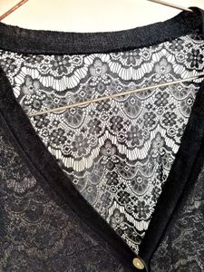 🚨sale🚨Elegant Black Lace Trim Cardigan