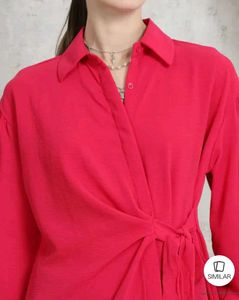 Shein Drop Shoulder Spread Collar Front Wrap Tie