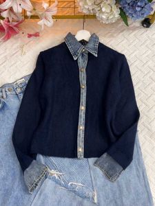 Denim Collar Navy Sweater
